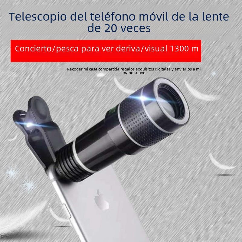 20 veces teléfono móvil teleobjetivo HD lente de la cámara externa zoom enfoque teléfono móvil lente traje