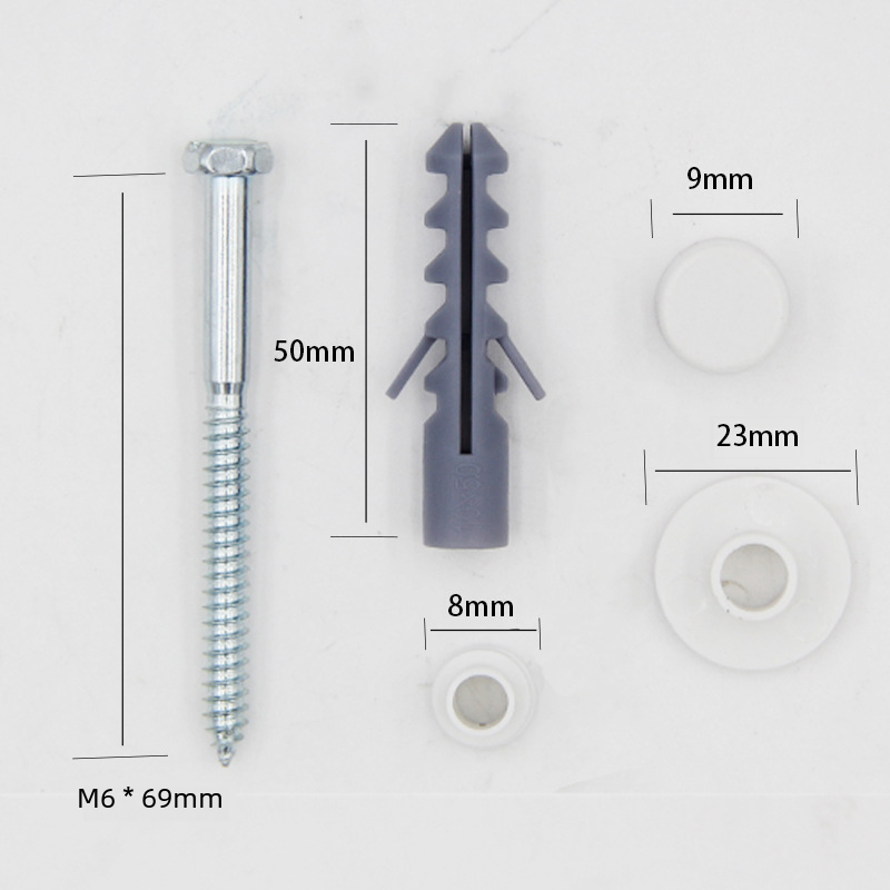 Tornillo de instalación del pie del inodoro Paquete de tornillo transfronterizo Acero inoxidable Chapado en hierro perno de pie de zinc blanco azul