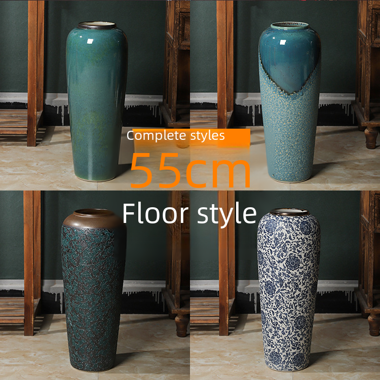 55CM high hydroponic floor-standing large vase living room courtyard villa hall hotel TV cabinet large ceramic ornaments