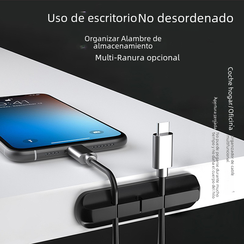 Libre de perforaciones de silicona autoadhesiva Winder cable de carga de escritorio cable de datos en stock abrazadera de cable soporte de cable abrazadera de cable de 3 agujeros