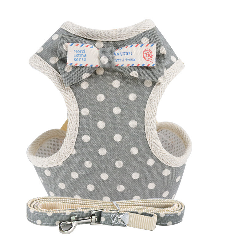 Pet Supplies Amazon New Dog Harness Leash Set Back Harness with Bow Tie Chest Back Strap Pet Leash