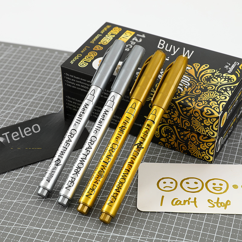 Collect and Create a Photo Album of the GN550 Gold and Silver Paint Pens, DIY Black Cardstock Enamel Stamps, and High-Gloss Signature Markers