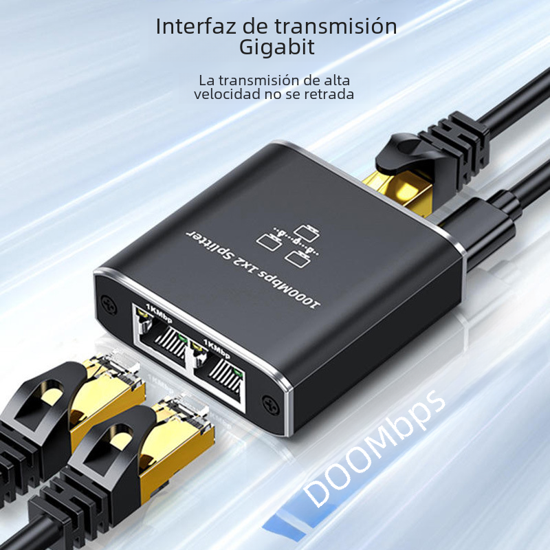 Distribuidor de red Gigabit de ventas directas para el hogar 1 punto 2 conector de red RJ45 Gigabit 1 punto 2 1 dentro 2 fuera Expansión de red