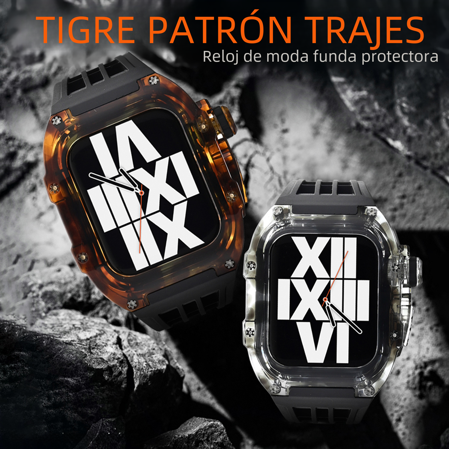 Applewatch cáscara protectora para Apple Watch modificación de la cáscara reloj integrado Tigre patrón kit 44/45