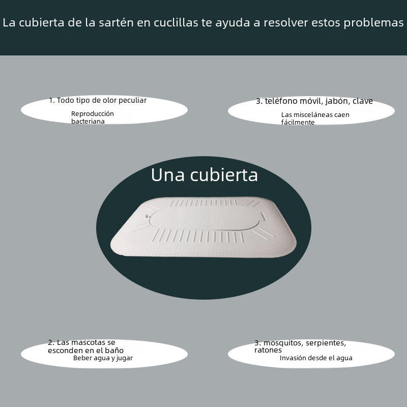 Cubierta del inodoro cubierta de cuclillas desodorante universal dispositivo antibloqueo completamente cerrado con un solo clic tablero automático en cuclillas hogar