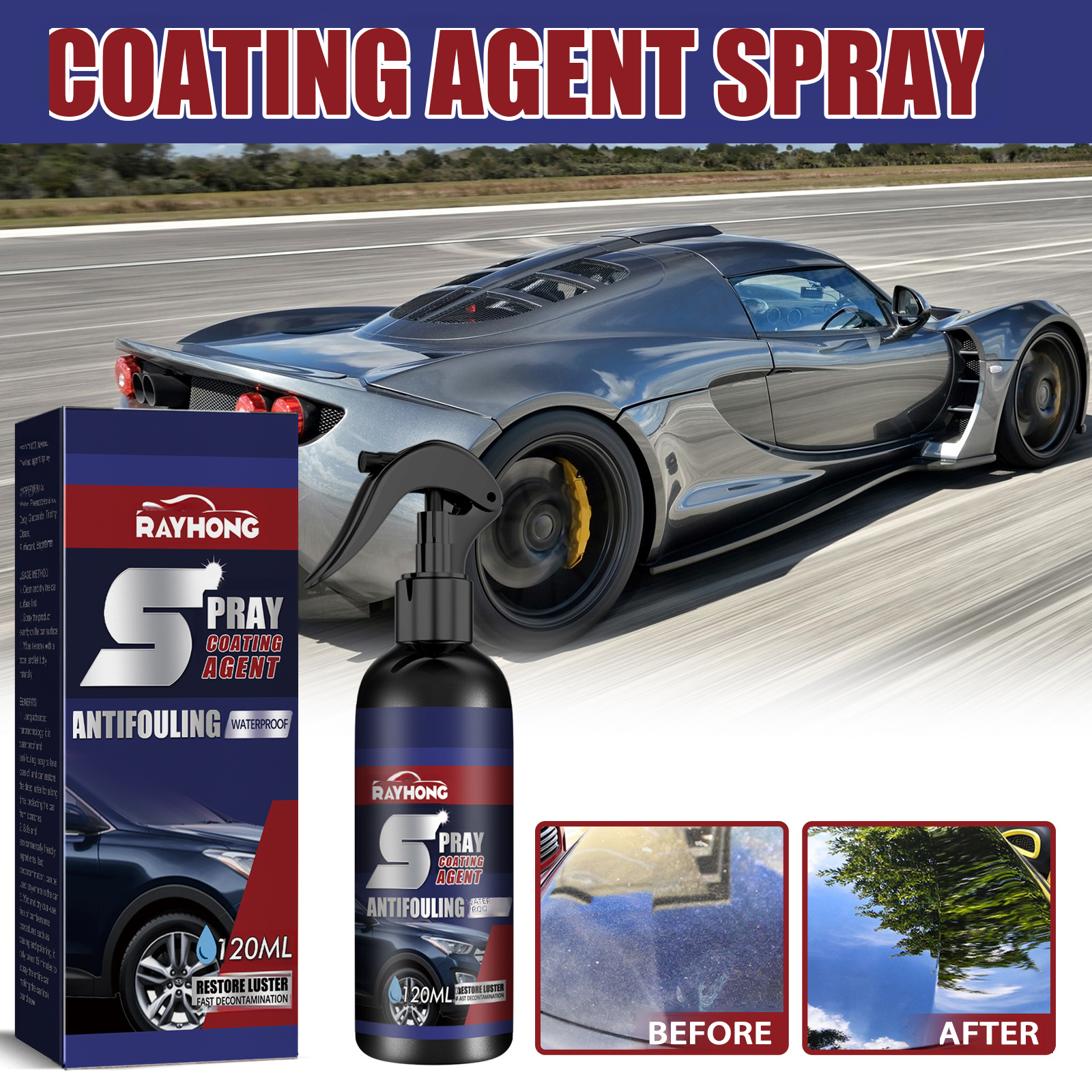 Rayhong Car Coating Spray, Car Surface Care Paint Surface Cleaning Darkening and Brightening Nanocoating Spray