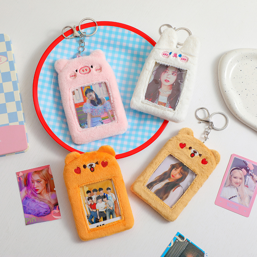 Girl Cartoon Plush Goo Card Holder Star Chasing Girl Visual Pendant Keychain Card Holder Student Cute Animal Card Holder