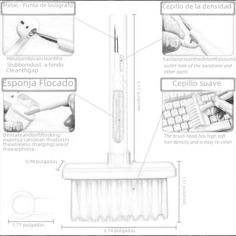 Cepillo de limpieza de la pluma de limpieza del teclado auriculares traje de limpieza de la computadora portátil brecha de eliminación de polvo cepillo multifuncional
