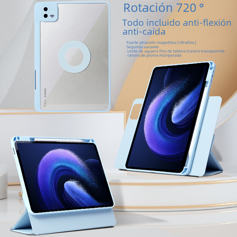 Funda protectora para Xiaomi Tablet 6pro Redmi Pad 10,6max giratoria 5pro atracción magnética 720 Funda de cuero Compatible con 12,4 pulgadas