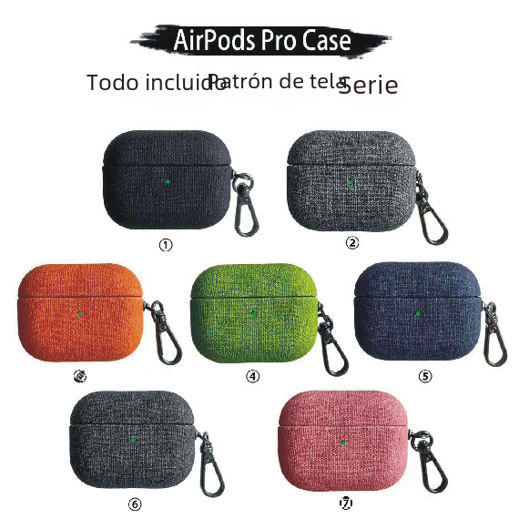 Aplicable a Apple airpodspro2 auricular Bluetooth inalámbrico funda protectora PU patrón de tela todo incluido funda protectora fábrica