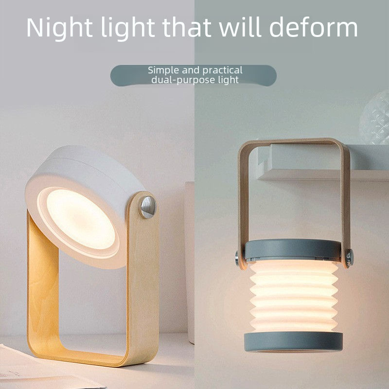 Creative Cross-border Telescopic Lantern Small Night Light Bedroom USB Charging Child Eye-Protection Reading LED Foldable Touch Desk Lamp