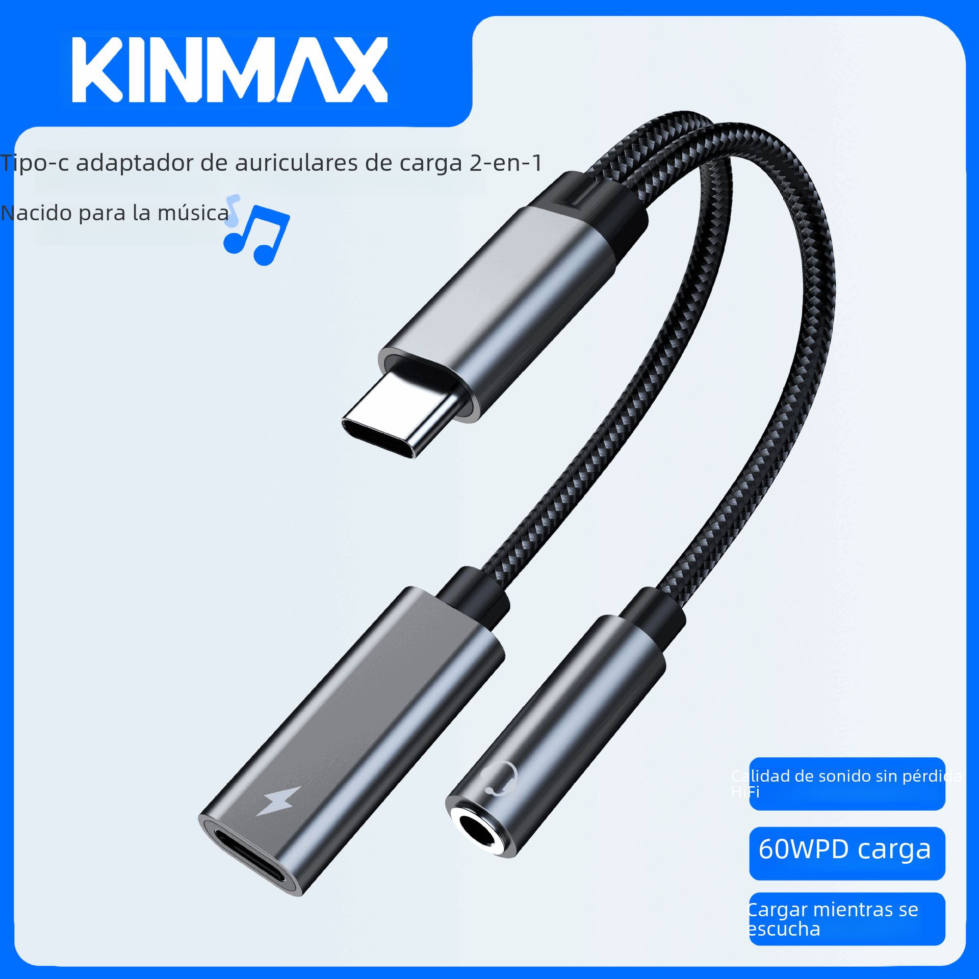Tipo-c SUPERIOR del Amazonas a la carga rápida dos-adentro-uno del adaptador de las auriculares PD60W para el iPad favorable/aire