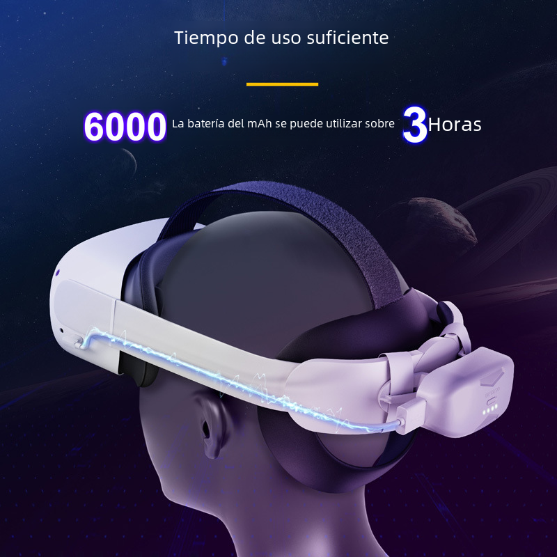 DEVASO Meta Quest 3/2 montado en la cabeza VR gafas banco de potencia 6000 mA Accesorios