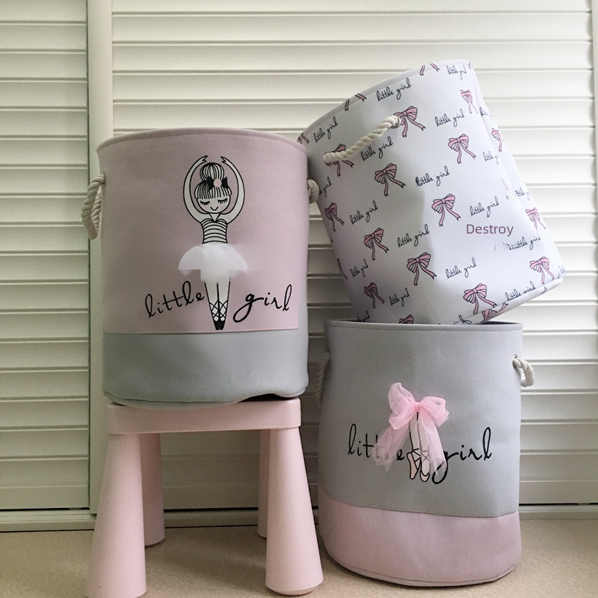 Factory cross-border supply one-time dropshipping INS copyright ballet shoes with bow for girls canvas storage basket