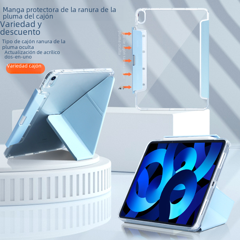 2024 Apple iPadAir456 Funda protectora para cajones Y plegable Pro11 Transparente Variedad 12.9 Décima generación 10.2 Aplicable
