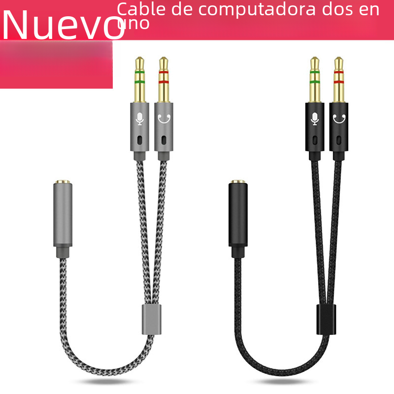 Auriculares para computadora portátil línea de conversión dos en uno auriculares para teléfono móvil micrófono audio un minuto dos 3,5 adaptador