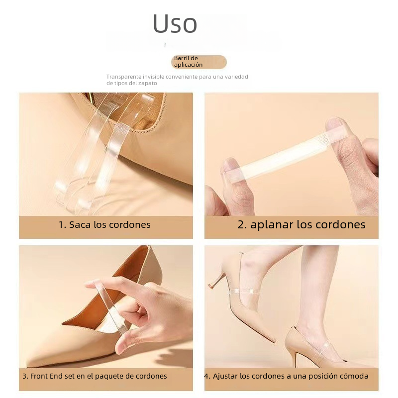 Zapatos de cuero fijos transparentes de la correa del artefacto del talón de la anti-caída del talón del alto talón