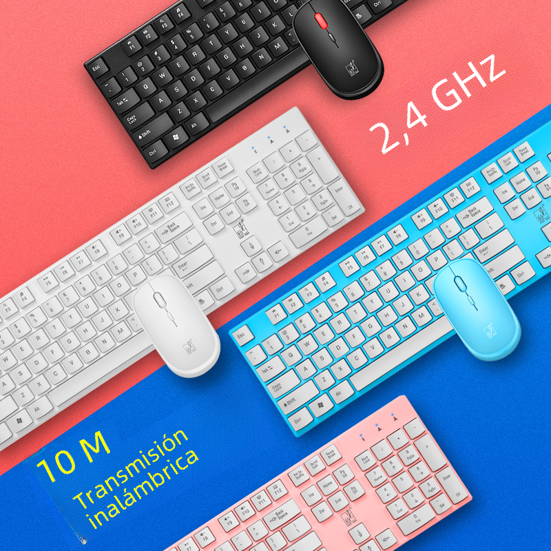 Persiguiendo leopardo 8820 caramelo color teclado inalámbrico y traje de ratón Notebook Oficina 2,4g traje de teclado y ratón al por mayor