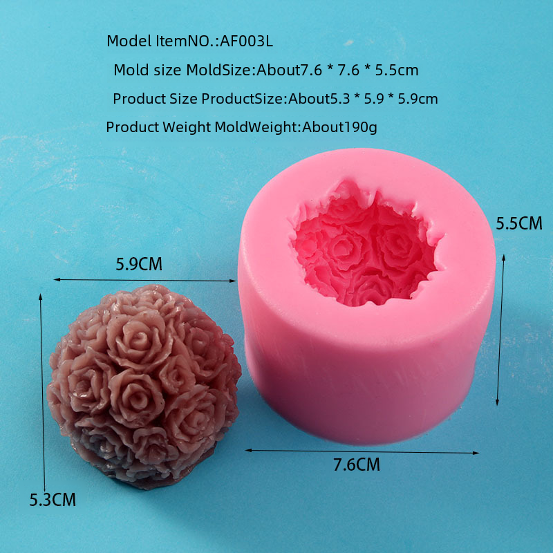 AF003 玫瑰花球 蠟燭 硅膠模具 浪漫DIY香皂肥皂模具
