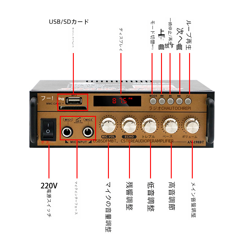 198bt Bluetooth アンプ家庭用デュアルチャンネルカード挿入 U ディスクラジオワイヤレスリモコンアンプ|undefined