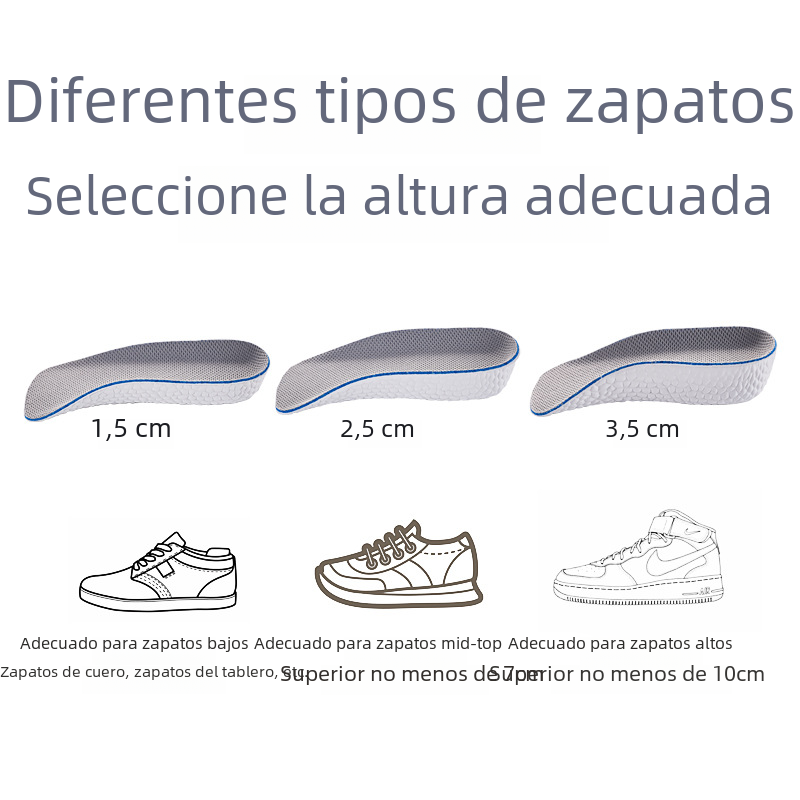 Boost Plantilla de aumento de altura interior hembra no cansado pies invisible artefacto almohadilla de aumento de los hombres media almohadilla altura del arco palomitas de maíz