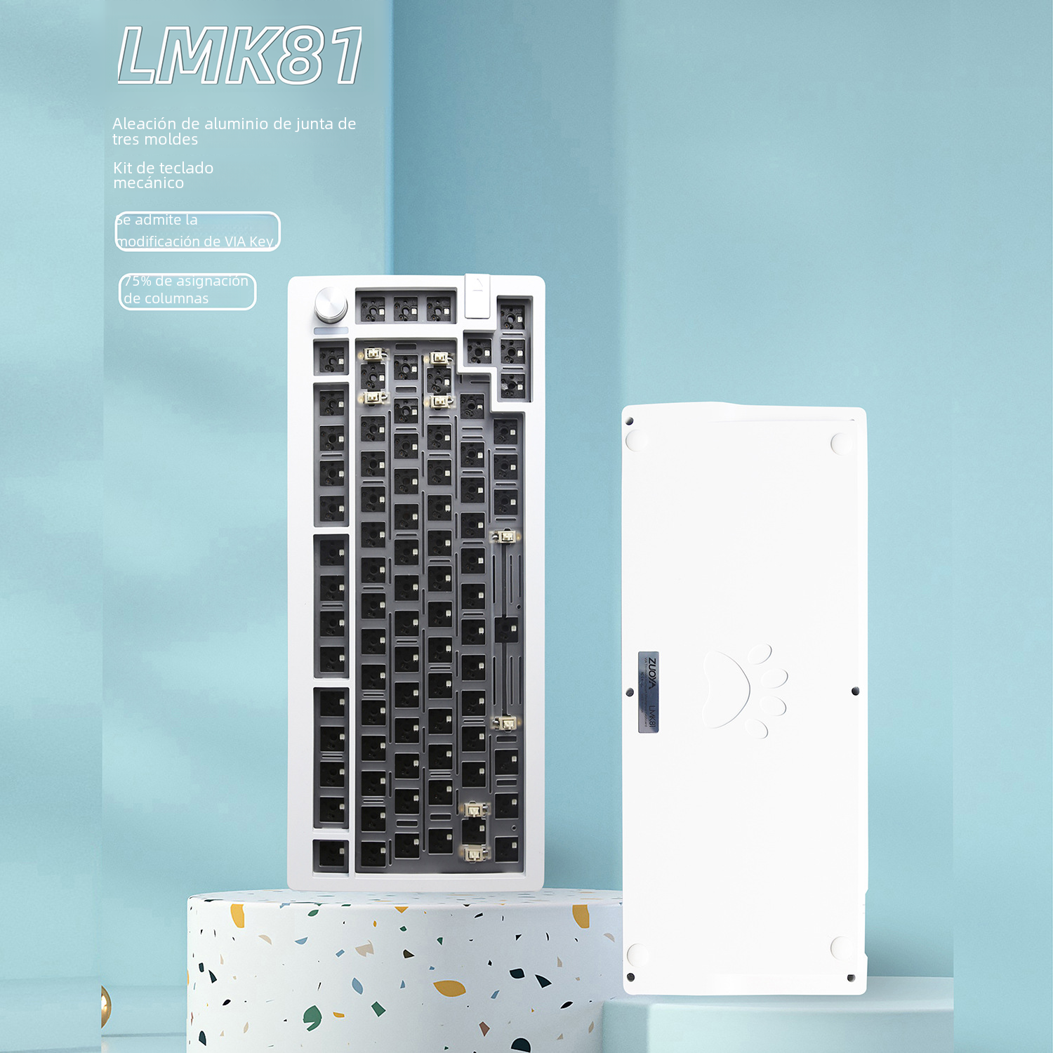 Zuya LMK81 tres modelos personalizados DIY Kit de Teclado mecánico con perilla aluminio Tuo RGB soporte de retroiluminación