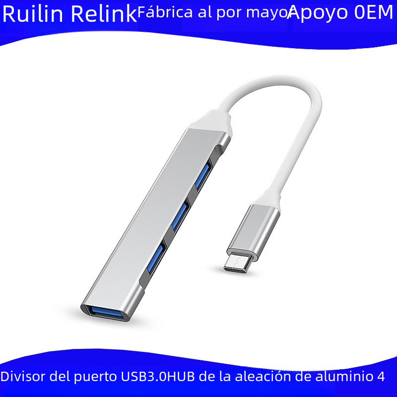 Aleación de aluminio ultrafino 4 puertos USB 3.0hub Hub tipo C USB3.1 uno-cuatro USB C divisor