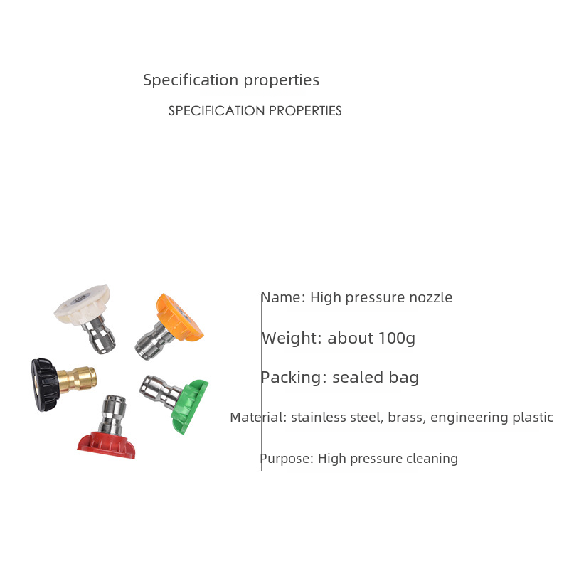 Factory Direct Selling High-Pressure Water Gun Nozzle Quick Connect 1/4 Water Outlet Spray Head Cylindrical 15° 25° Fan Nozzle Wholesale