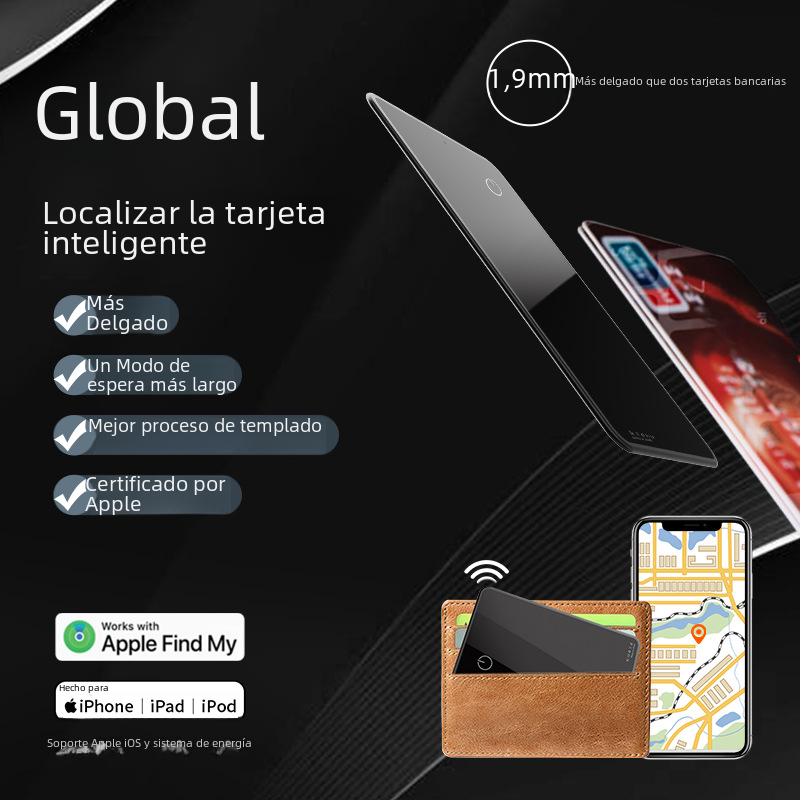 Cartera tipo tarjeta anti-perdido Finder FindMy Tracker mini localizador buscador para teléfono móvil Apple