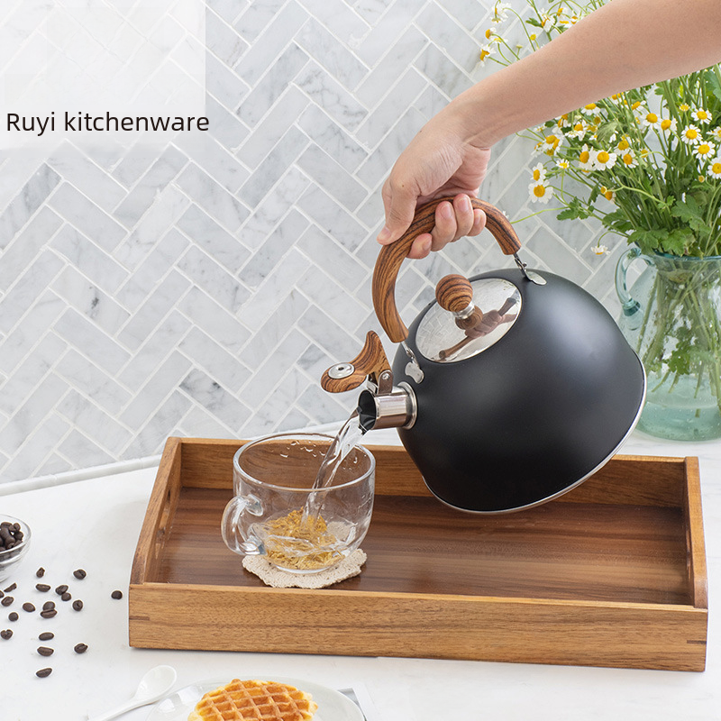 Black Foldable Handle Whistling Kettle 2.5L Amazon Cross-border Whistling Kettle European Whistle Kettle Wholesale