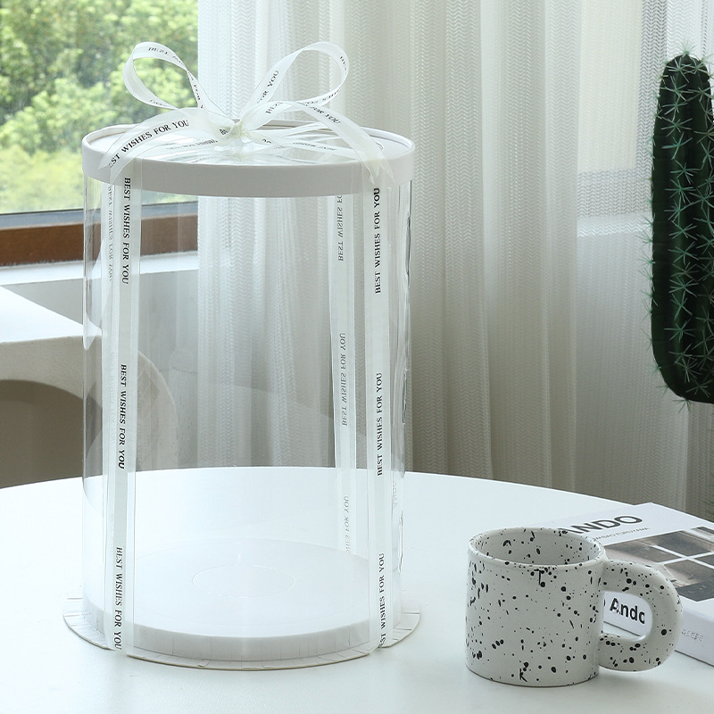 Circular transparent cake box 4-inch 6-inch 8-inch 10-inch single-layer double-layer height birthday gift packaging box wholesale