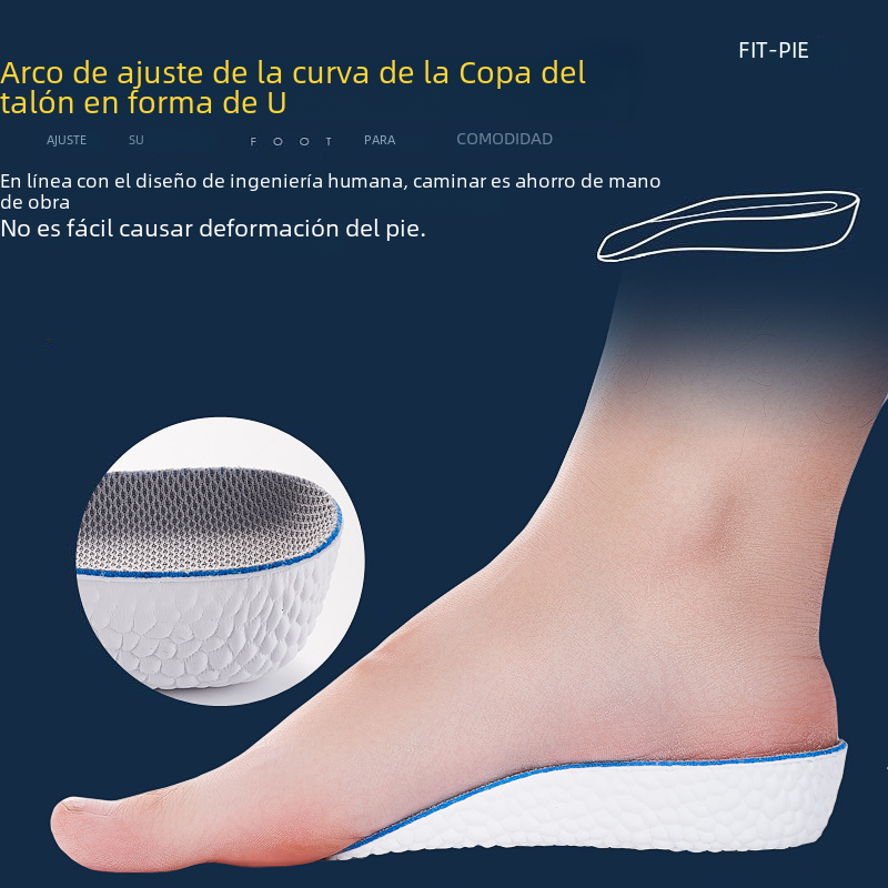 Boost Plantilla de aumento de altura interior hembra no cansado pies invisible artefacto almohadilla de aumento de los hombres media almohadilla altura del arco palomitas de maíz