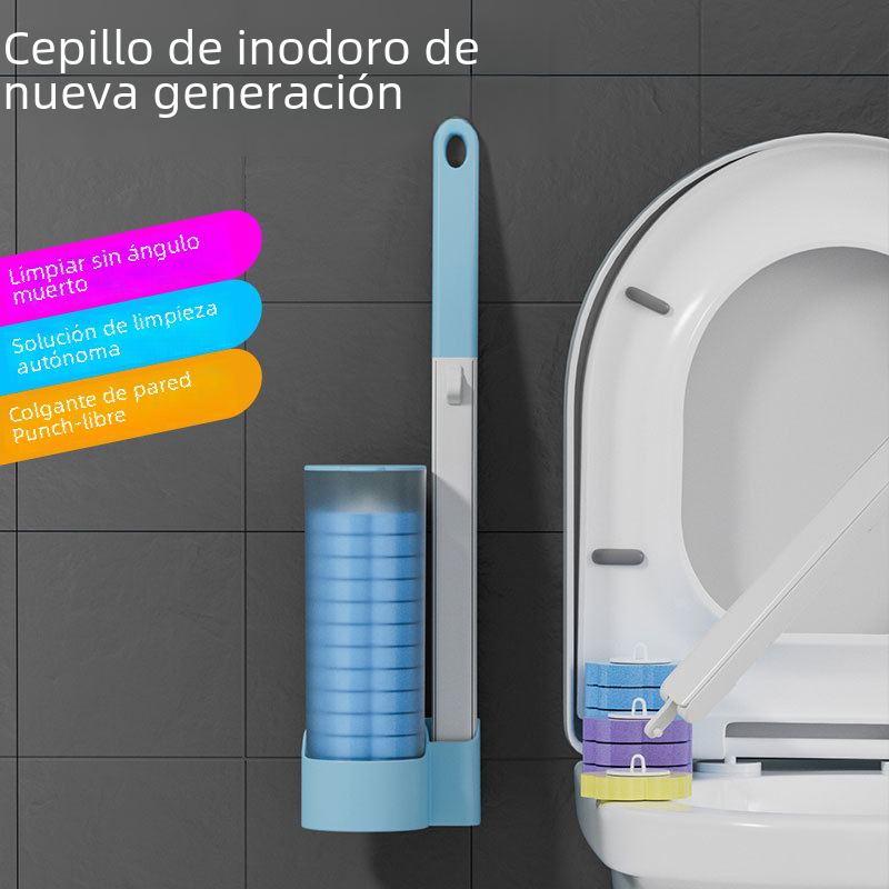 Traje de cepillo de inodoro desechable para inodoro sin ángulo muerto cabeza de reemplazo de cepillo de inodoro desechable con cubierta de limpieza líquida de limpieza