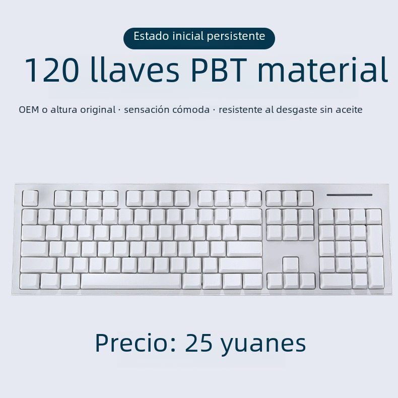 120 clave PBT keycap material en blanco fácil de color original de fábrica. Tecla en blanco de la altura de MOA de la clase de la altura de XOA.XDA