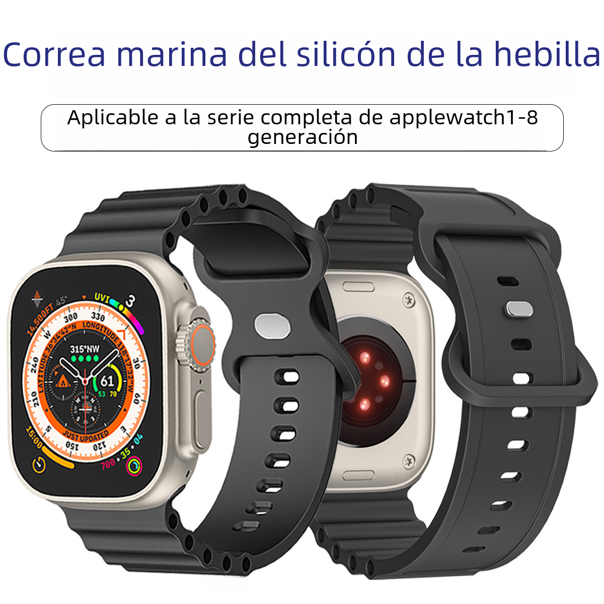 Nueva correa de reloj Apple adecuado para applewatch8 generación Ultra/4567 Marina hebilla correa de reloj de silicona