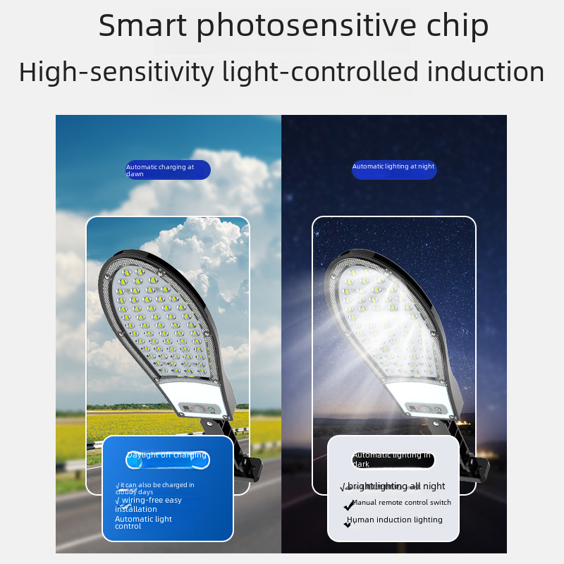 Solar led street light household ultra-bright courtyard outdoor light human body sensing all-in-one smart wall street light