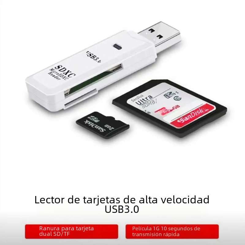 3.0 lector de tarjetas USB3.0 automóvil dos en uno multifunción lector de tarjetas de alta velocidad tarjeta TF tarjeta SD computadora móvil