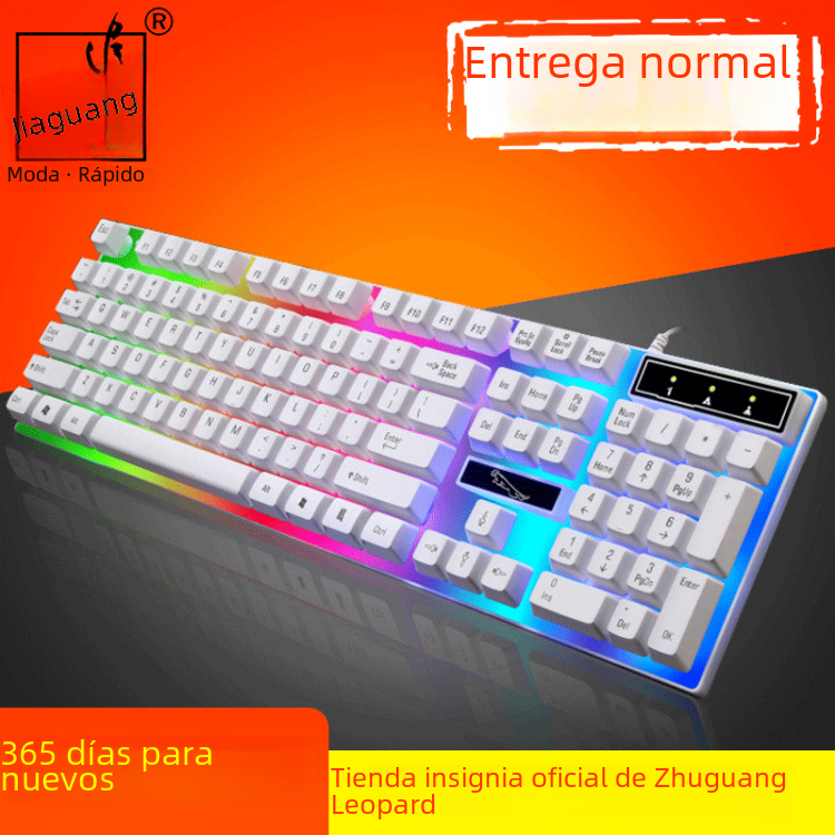 Teclado para juegos Usb con cable G21, luz de arcoíris que persiga Puma, sensación mecánica, teclado de ordenador portátil, retroiluminación colorida