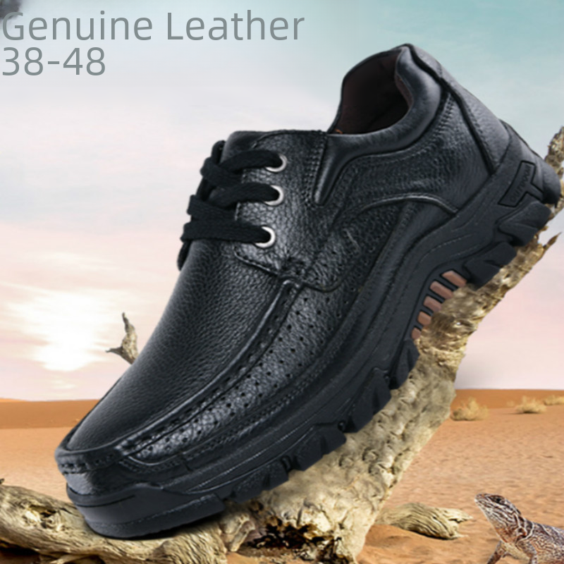 New spring and autumn men's black business formal leather shoes thick-soled men's shoes large size cross-border outdoor casual hiking shoes