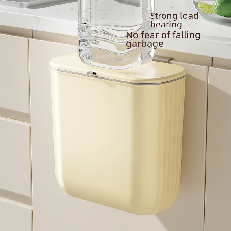 Plastic wall-mounted trash can sliding lid with lid bathroom kitchen cabinet door hanging stickable hook trash can
