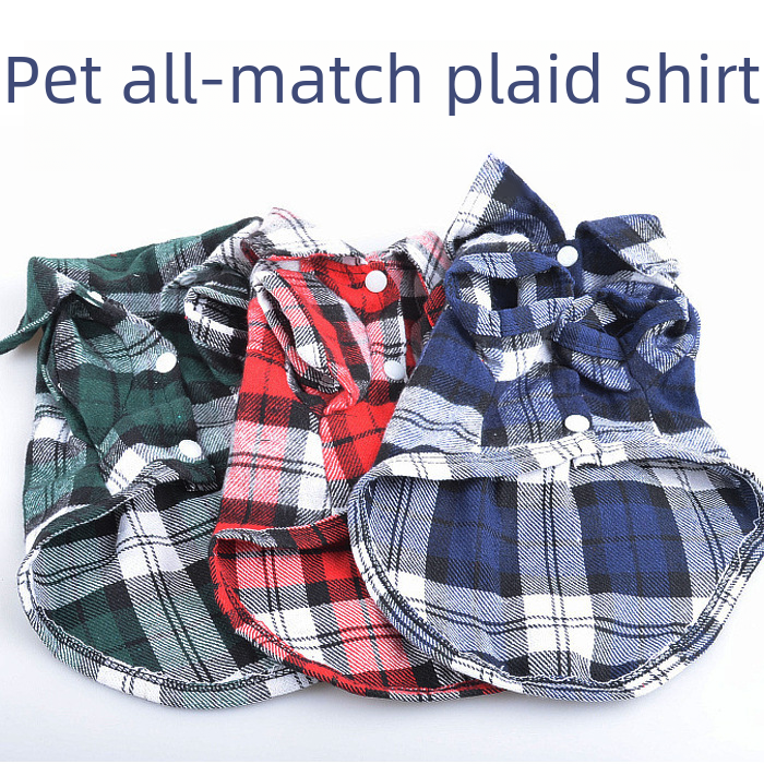 Summer and Autumn Dog Clothes, Overseas Trade Pet Check Shirt, AliExpress Pet Clothes Manufacturer Puppy Shirt