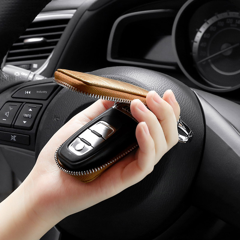 Universal Car Key Holder Genuine Leather Key Case Vintage Wax Oil Finish Lock Key Case for Export Hot Sale