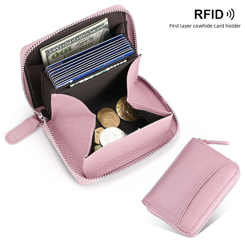 亞馬遜日式 RFlD 防盜刷風琴卡包大容量卡位真皮套硬幣零錢袋批發