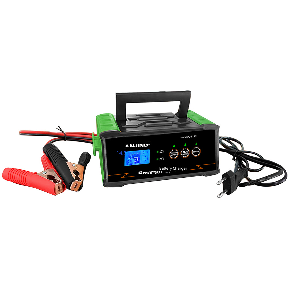 跨境汽車電瓶充電器蓄電池充電機12V24v智能脈衝修復充電器塑料殼