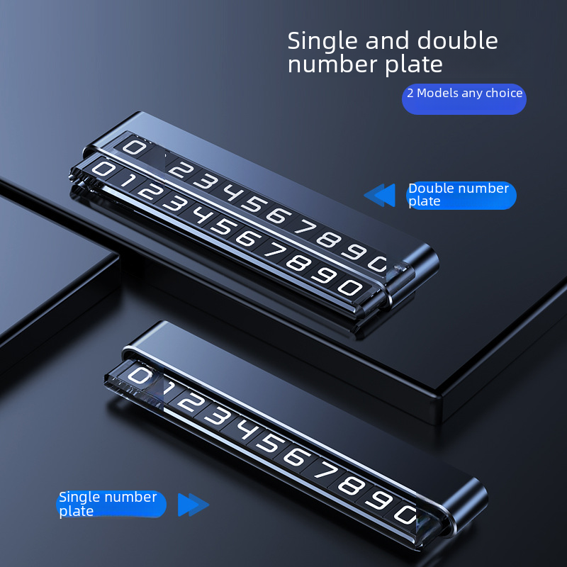 Moving car number plate dual number switch hidden creative car temporary parking plate metal sun protection car moving card