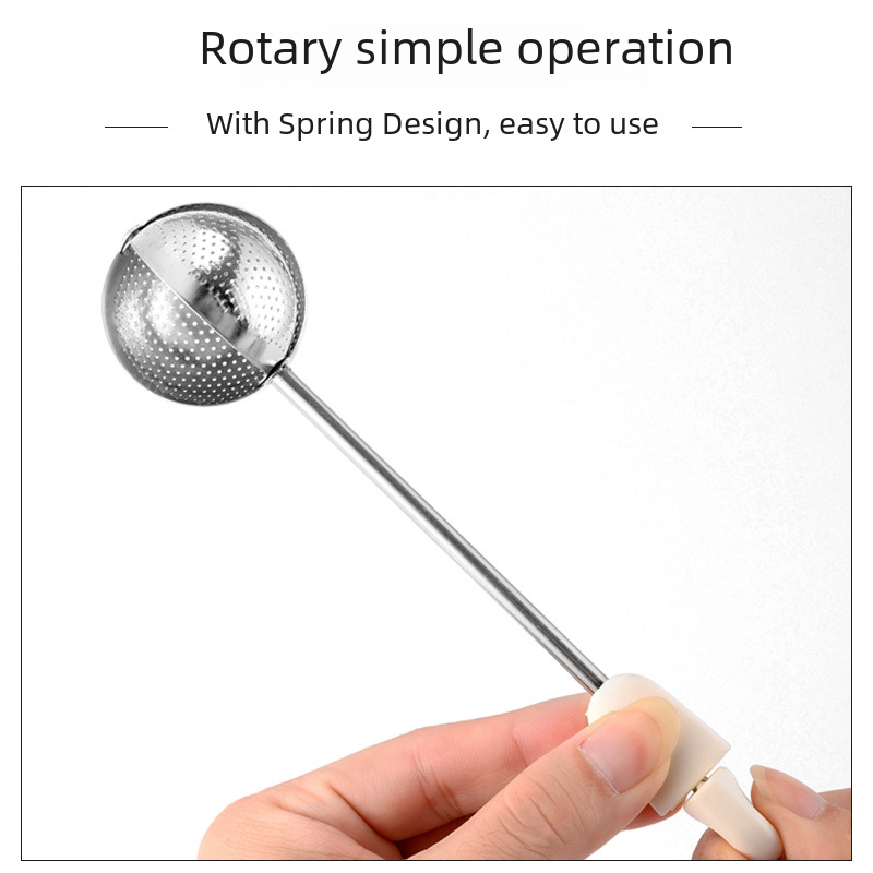 Modern Simple Tea Strainer 304 Stainless Steel Rotating Tea Ball Tea Filter Portable Round Ball Tea Dripper Tea Maker 