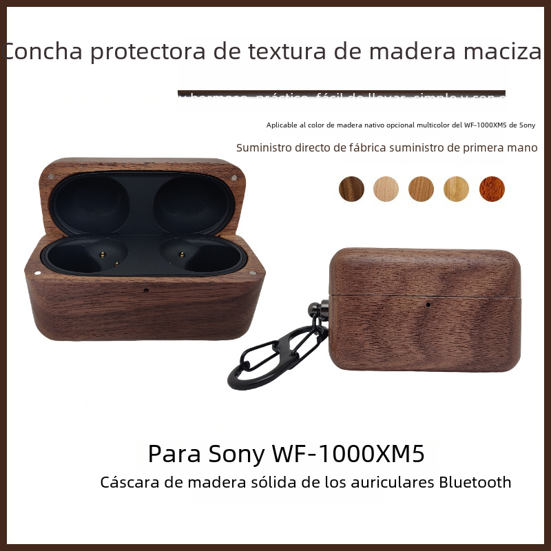 Adecuado para Sony WF-1000XM5 auricular Bluetooth madera maciza funda protectora real inalámbrico auricular al por mayor