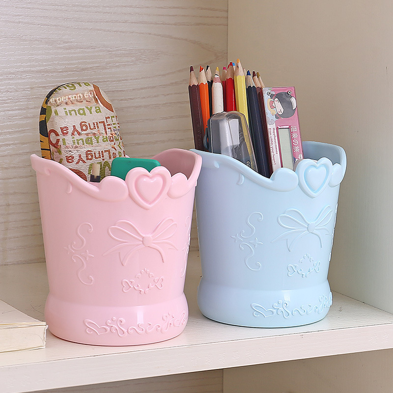3065 Cartoon Love Shape Storage Bucket Anna Storage Bucket Plastic Environmentally Friendly ABS Pen Holder Anti-Fall and Durable