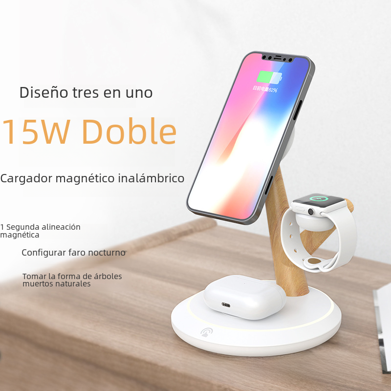 Exclusivo transfronterizo para el cargador inalámbrico todo junto magnético multifuncional popular del cargador inalámbrico del teléfono móvil del Amazonas