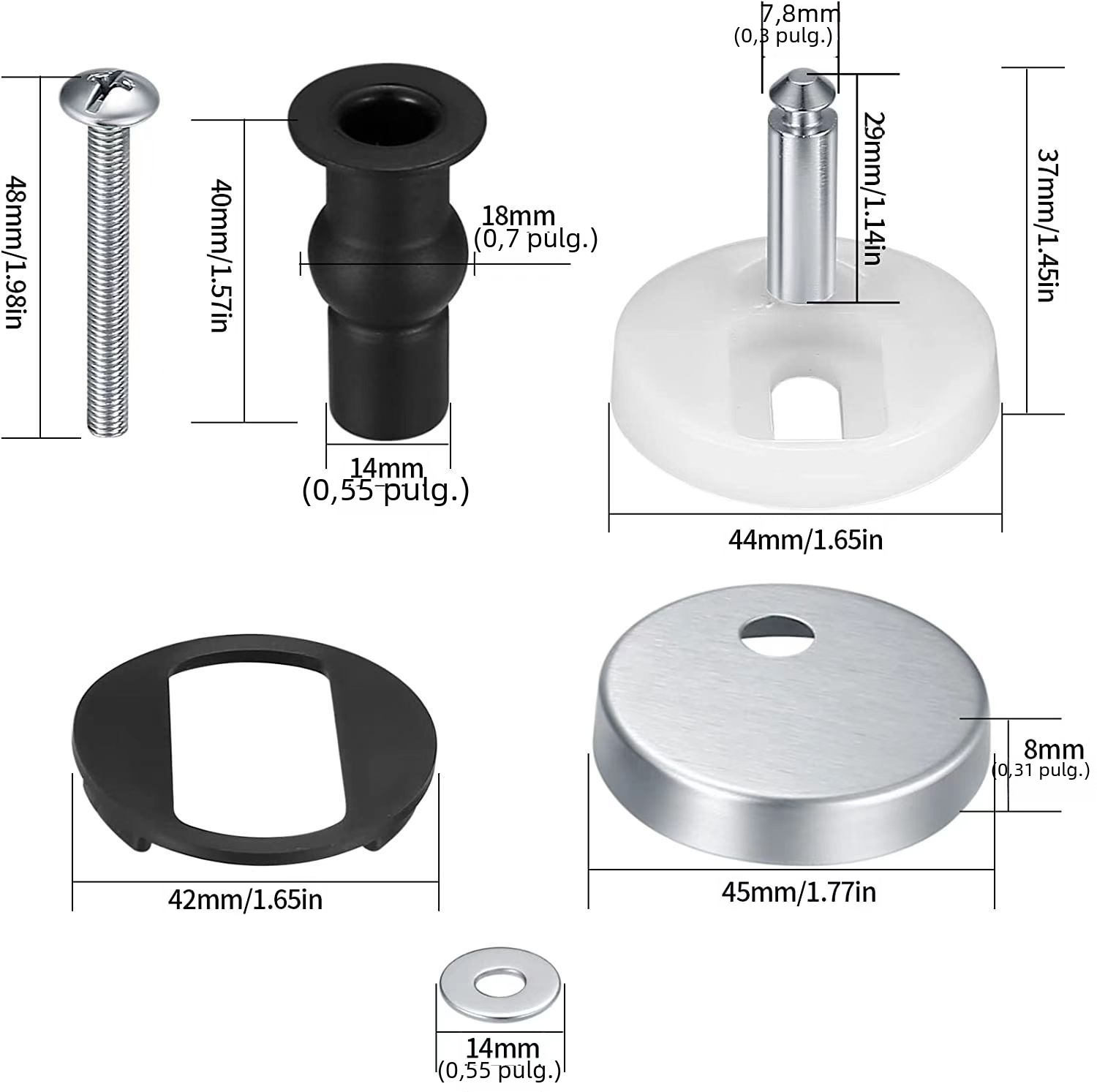 Accesorios de tapa de inodoro cubierta tornillo conector combinación transfronteriza cubierta tornillo BISAGRA DE ACERO INOXIDABLE
